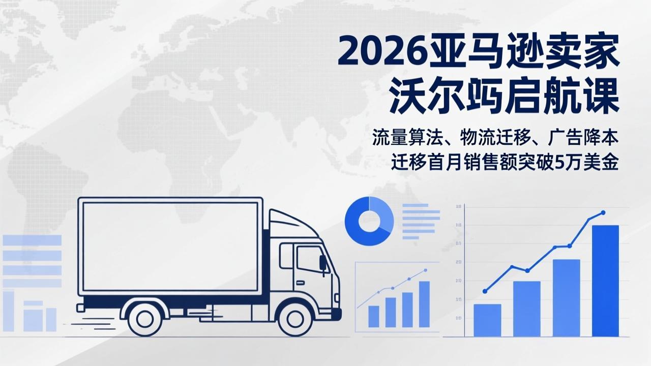 2026亚马逊卖家沃尔玛启航课，流量算法、物流迁移、广告降本，迁移首月销售额突破5万美金-资源分站测试